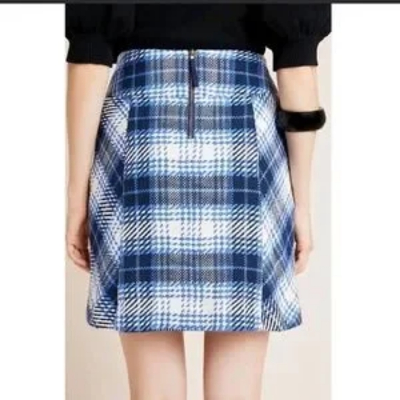 Maeve Anthropologie Blue Plaid Mini Skirt In 12 - Picture 2 of 8